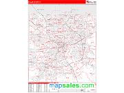 Dallas County, TX <br /> Wall Map <br /> Zip Code <br /> Red Line Style 2024 Map