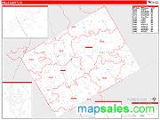Falls County, TX <br /> Wall Map <br /> Zip Code <br /> Red Line Style 2024 Map