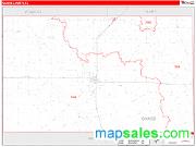 Gaines County, TX <br /> Wall Map <br /> Zip Code <br /> Red Line Style 2024 Map