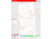 Grimes County, TX <br /> Wall Map <br /> Zip Code <br /> Red Line Style 2024 Map