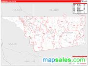Henderson County, TX <br /> Wall Map <br /> Zip Code <br /> Red Line Style 2024 Map