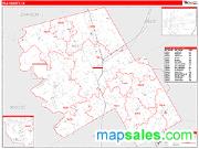 Hill County, TX <br /> Wall Map <br /> Zip Code <br /> Red Line Style 2024 Map