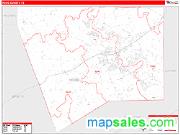 Hood County, TX <br /> Wall Map <br /> Zip Code <br /> Red Line Style 2024 Map