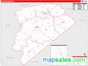 Houston County, TX <br /> Wall Map <br /> Zip Code <br /> Red Line Style 2024 Map