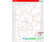 Hunt County, TX <br /> Wall Map <br /> Zip Code <br /> Red Line Style 2024 Map