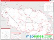 San Patricio County, TX <br /> Wall Map <br /> Zip Code <br /> Red Line Style 2024 Map