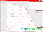 San Saba County, TX <br /> Wall Map <br /> Zip Code <br /> Red Line Style 2024 Map