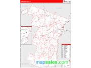 Windsor County, VT <br /> Wall Map <br /> Zip Code <br /> Red Line Style 2024 Map