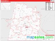 Halifax County, VA <br /> Wall Map <br /> Zip Code <br /> Red Line Style 2024 Map