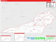 Lee County, VA <br /> Wall Map <br /> Zip Code <br /> Red Line Style 2024 Map