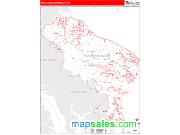 Northumberland County, VA <br /> Wall Map <br /> Zip Code <br /> Red Line Style 2024 Map