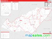 Orange County, VA <br /> Wall Map <br /> Zip Code <br /> Red Line Style 2024 Map