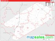 Sussex County, VA <br /> Wall Map <br /> Zip Code <br /> Red Line Style 2024 Map