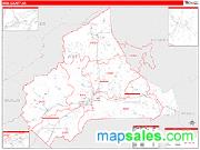 Wise County, VA <br /> Wall Map <br /> Zip Code <br /> Red Line Style 2024 Map