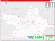 Danville County, VA <br /> Wall Map <br /> Zip Code <br /> Red Line Style 2024 Map