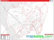 Hampton County, VA <br /> Wall Map <br /> Zip Code <br /> Red Line Style 2024 Map