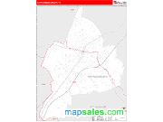 Harrisonburg County, VA <br /> Wall Map <br /> Zip Code <br /> Red Line Style 2024 Map