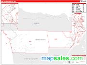 Jefferson County, WA <br /> Wall Map <br /> Zip Code <br /> Red Line Style 2024 Map