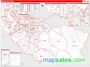 Pierce County, WA <br /> Wall Map <br /> Zip Code <br /> Red Line Style 2024 Map