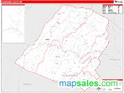 Hampshire County, WV <br /> Wall Map <br /> Zip Code <br /> Red Line Style 2024 Map