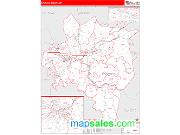 Kanawha County, WV <br /> Wall Map <br /> Zip Code <br /> Red Line Style 2024 Map