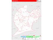 Lincoln County, WV <br /> Wall Map <br /> Zip Code <br /> Red Line Style 2024 Map