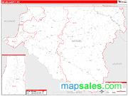 Wetzel County, WV <br /> Wall Map <br /> Zip Code <br /> Red Line Style 2024 Map