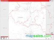 Lincoln County, WI <br /> Wall Map <br /> Zip Code <br /> Red Line Style 2024 Map
