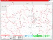 Marathon County, WI <br /> Wall Map <br /> Zip Code <br /> Red Line Style 2024 Map