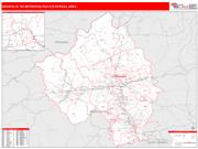 Asheville <br /> Wall Map <br /> Red Line Style 2024 Map