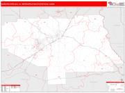 Auburn-Opelika <br /> Wall Map <br /> Red Line Style 2024 Map