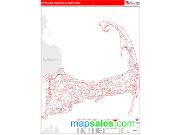 Barnstable-Yarmouth <br /> Wall Map <br /> Red Line Style 2024 Map