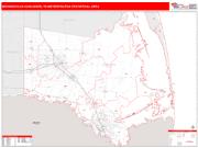 Brownsville-Harlingen <br /> Wall Map <br /> Red Line Style 2024 Map