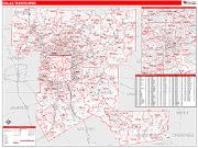 Dallas <br /> Wall Map <br /> Red Line Style 2024 Map