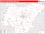 Evansville <br /> Wall Map <br /> Red Line Style 2024 Map