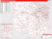 Fort Worth-Arlington <br /> Wall Map <br /> Red Line Style 2024 Map