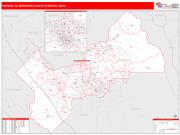 Fresno <br /> Wall Map <br /> Red Line Style 2024 Map