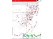 Miami <br /> Wall Map <br /> Red Line Style 2024 Map