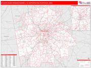 Atlanta-Sandy Springs-Roswell <br /> Wall Map <br /> Red Line Style 2024 Map