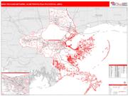 New Orleans-Metairie <br /> Wall Map <br /> Red Line Style 2024 Map