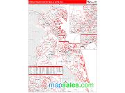 Norfolk-Va. Beach-Newport News <br /> Wall Map <br /> Red Line Style 2024 Map