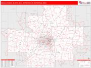 Omaha-Council Bluffs <br /> Wall Map <br /> Red Line Style 2024 Map