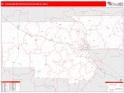 St. Cloud <br /> Wall Map <br /> Red Line Style 2024 Map