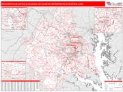 Washington-Arlington-Alexandria <br /> Wall Map <br /> Red Line Style 2024 Map
