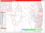 West Palm Beach-Boca Raton <br /> Wall Map <br /> Red Line Style 2024 Map