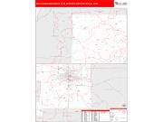 South Bend-Mishawaka <br /> Wall Map <br /> Red Line Style 2024 Map