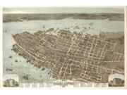 1872 Charleston <br />Antique <br /> Wall Map Map