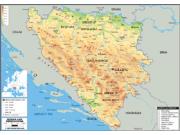 Bosnia <br /> Physical <br /> Wall Map Map