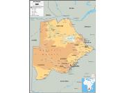 Botswana <br /> Physical <br /> Wall Map Map