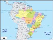 Brazil <br /> Political <br /> Wall Map Map